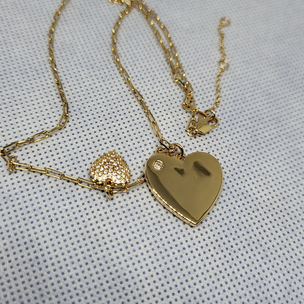 Gold Heart Pendant Necklace. Not Original Box, 16" to 18".